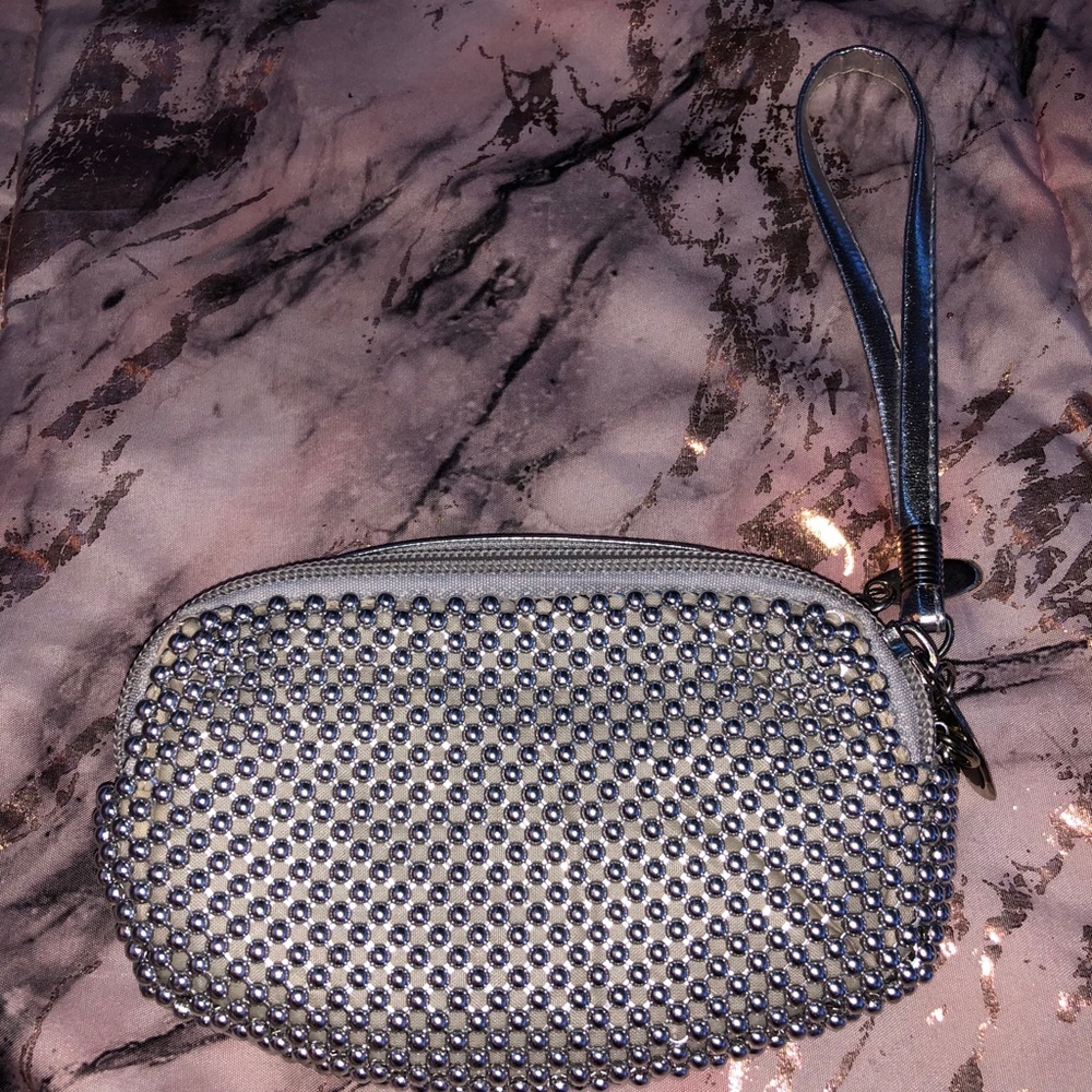 Silver beaded pouch